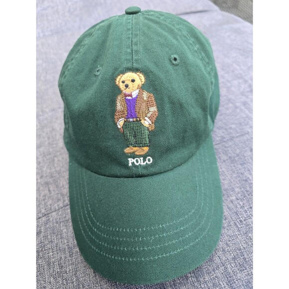 Polo Ralph Lauren Men's Green Twill Tennis Bear Baseball Cap - Picture 1 of 7